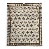 Large Neutral Wool Kilim Rug, Handmade Geometric Tribal Flatweave 294x259c