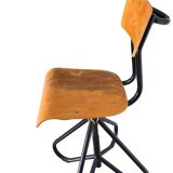 Vintage wooden and metal swivel workshop chair - Restoration project