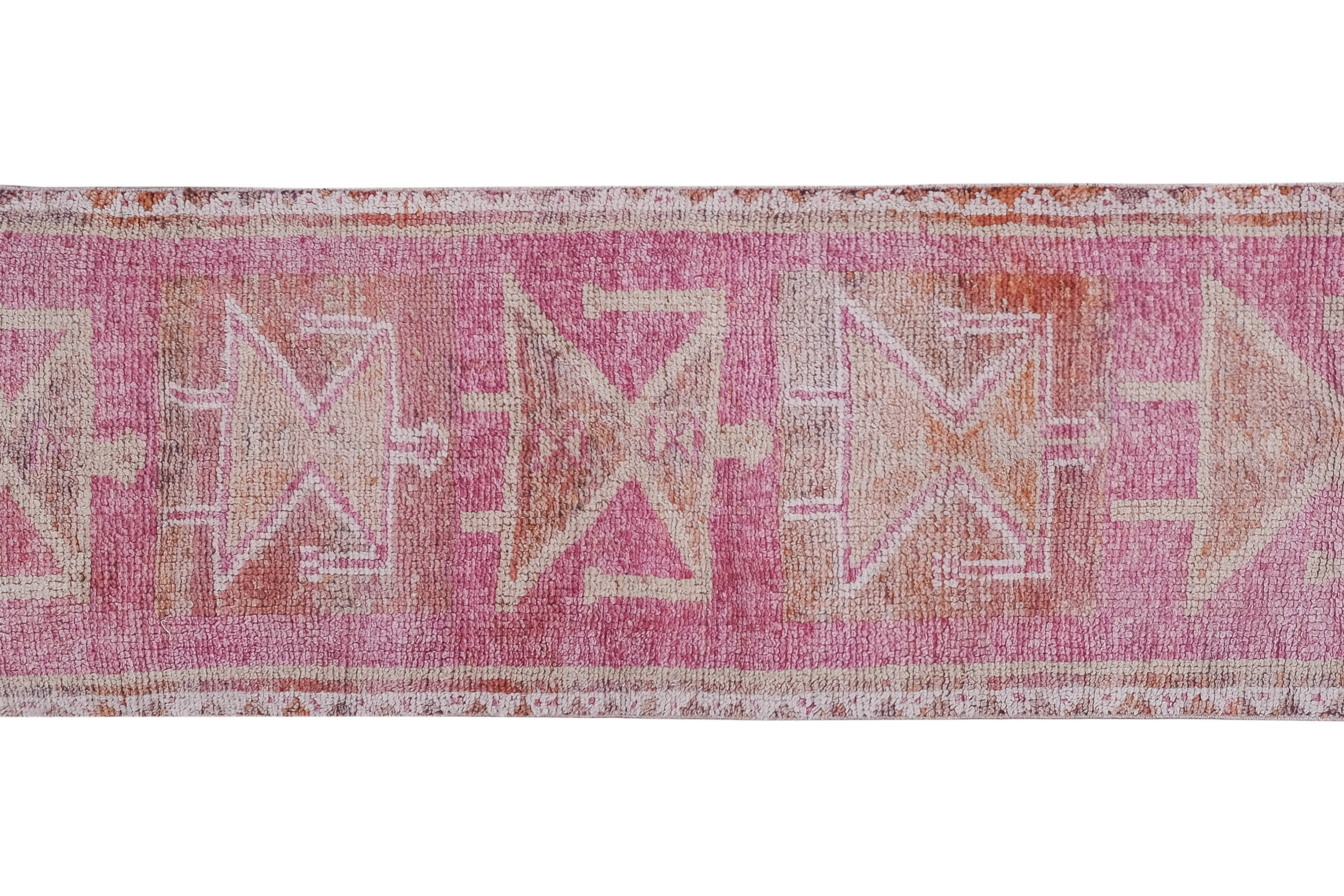 Vintage Turkish rug from Oushak, handwoven 85x266 cm