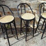 3 caned bar stools