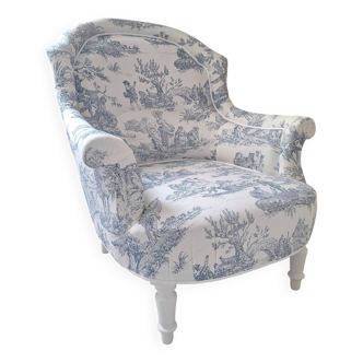 Blue toile de Jouy toad armchair