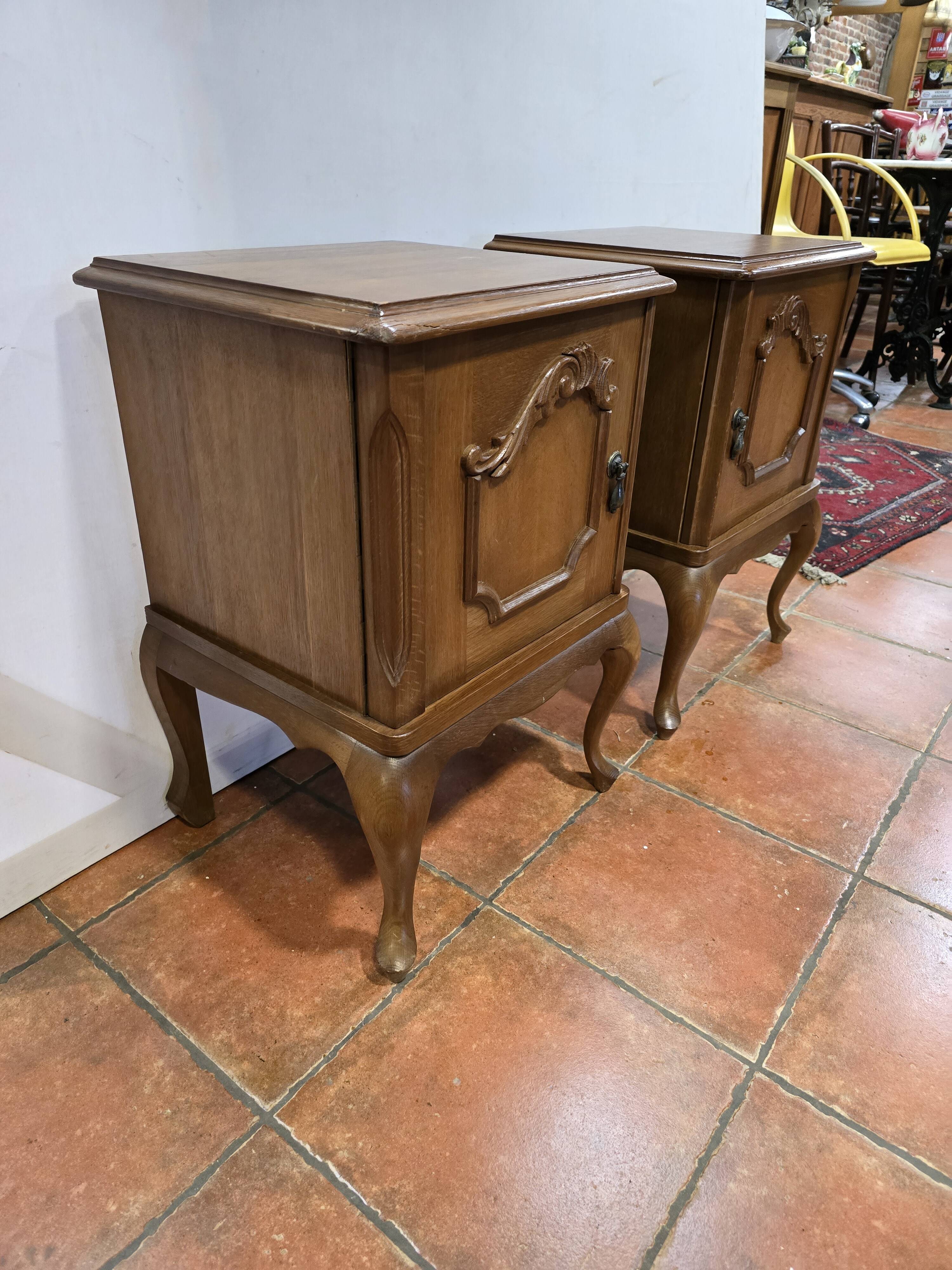 Pair of vintage 1960s oak bedside tables