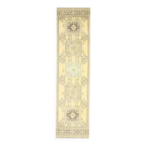 1970s Turkish Oushak Handmade Wool Cotton Yellow Runner 86x335