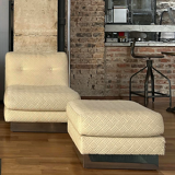 Vintage armchair and ottoman "California" Jacques Charpentier, "Flat" edition, France 1970