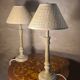 Paire de lampes bois  classic  abat jour osier 44x20 elec ok tres bon etat