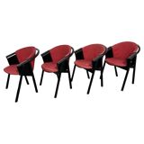 Modern Chairs in Lacquered Wood and Fabric from Pozzi & Verga, 1970s, Set of 4