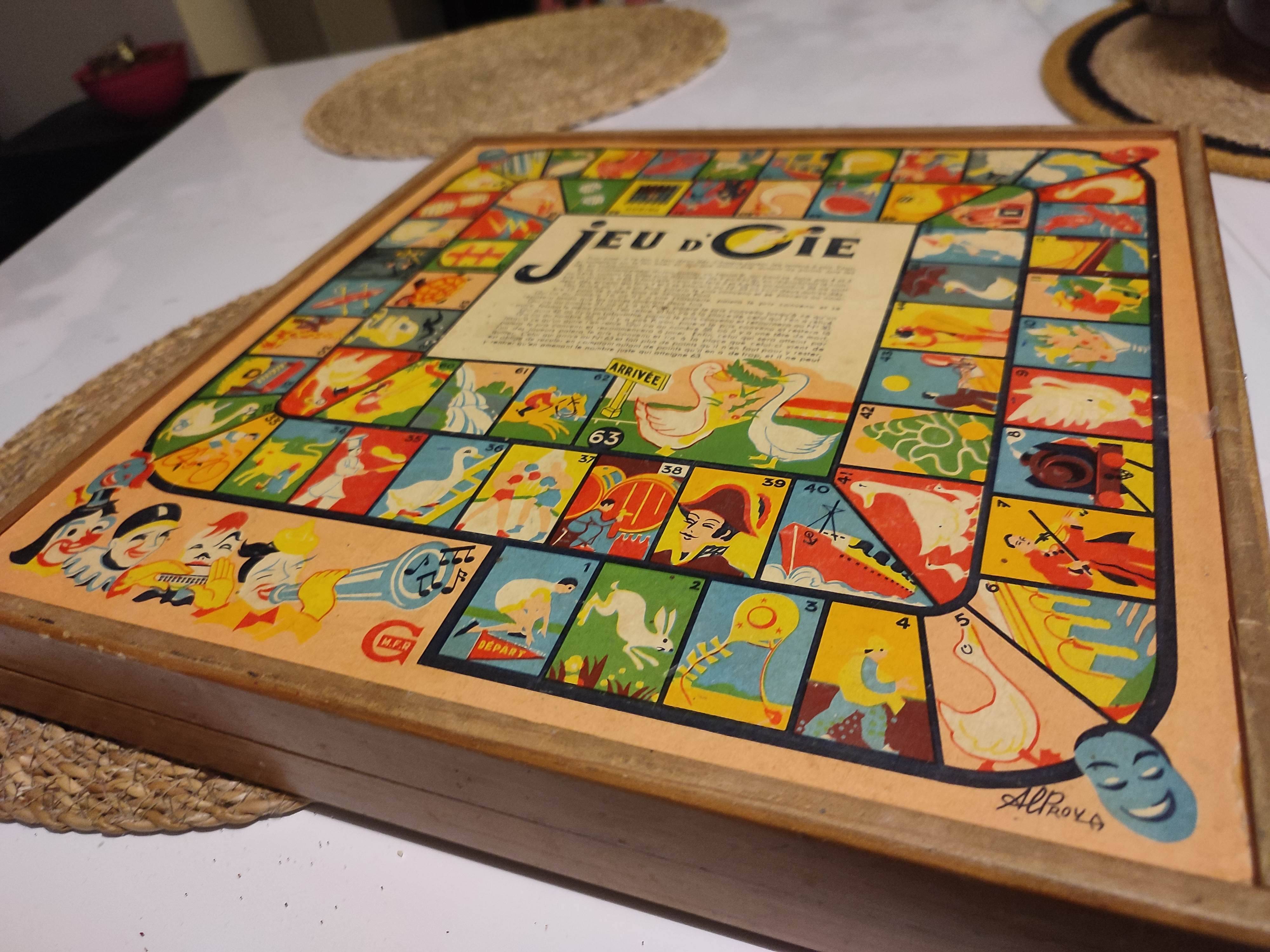 Antique Wooden Multi-Game Box - Ludo - Game of the Goose - Checkers