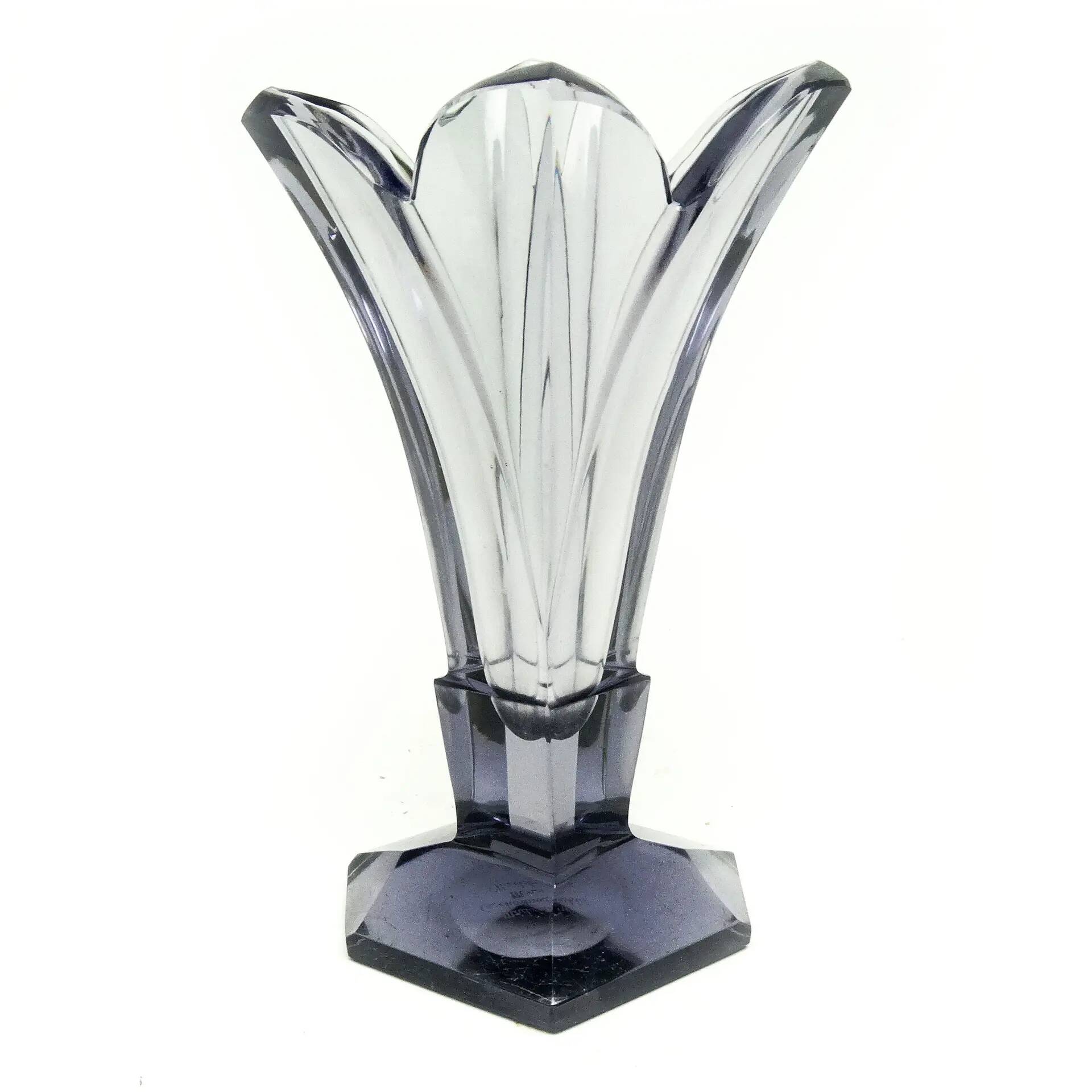 Art Deco vase, crystal, Moser, Czechoslovakia, 1930s