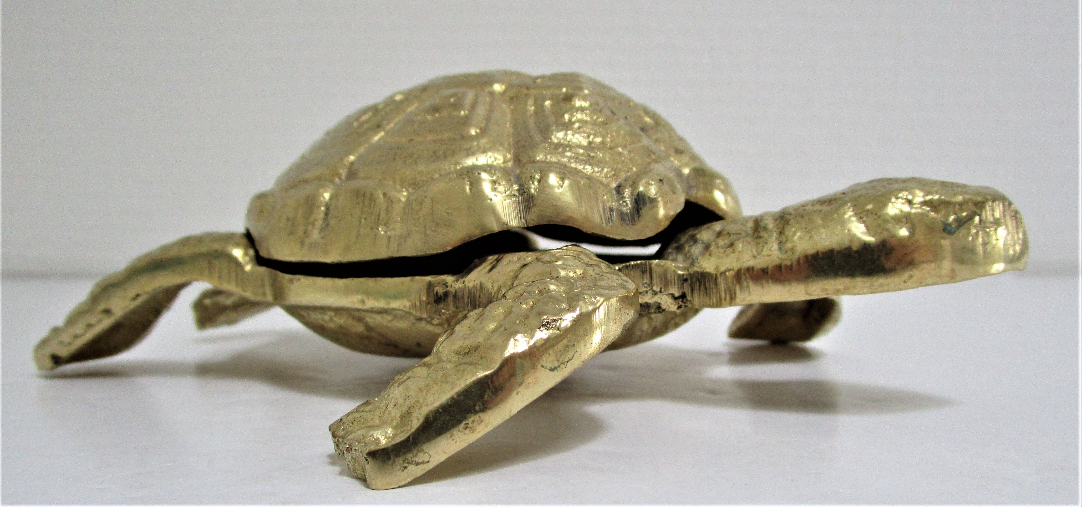 Zoomorphic turtle vintage brass ashtray