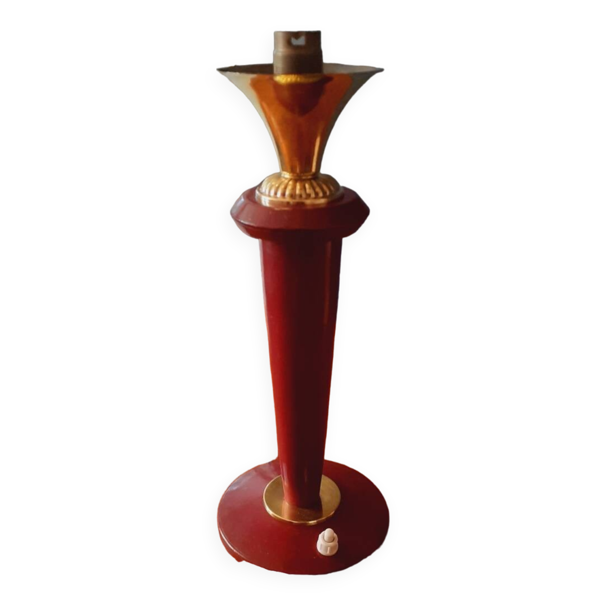 Lamp from the 40s/50s by Maison Lancel, covered in Bordeaux leather