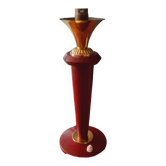 Lamp from the 40s/50s by Maison Lancel, covered in Bordeaux leather