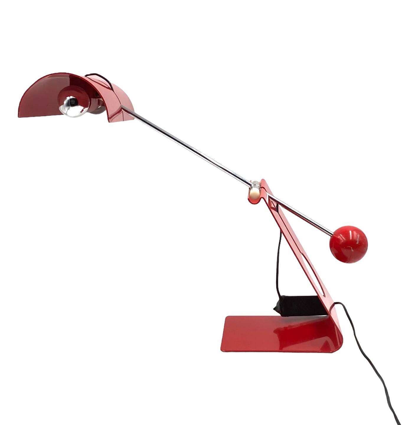 Mauro Martini, red 'Picchio' woodpecker table lamp, F.lli Martini Italy 1970s