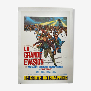 Affiche cinéma "La Grande évasion" Steve McQueen 45x65cm 70's