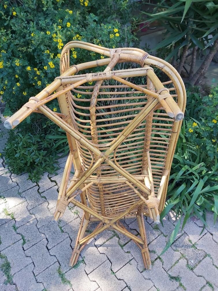 50s rattan bench