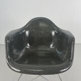 Eames Herman Miller 1950s LAR armchair in elephant grey on cats cradle black base