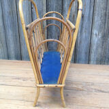 Vintage rattan bamboo magazine rack