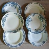 6 assiettes creuses Terre de fer dépareillées