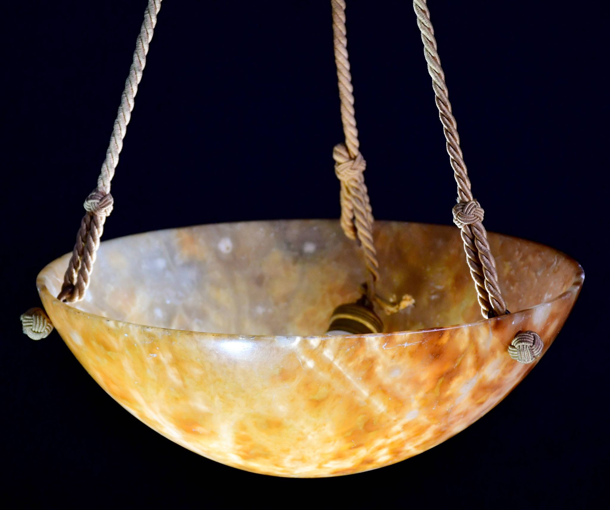 Art Deco great design brown alabaster chandelier, 1940s