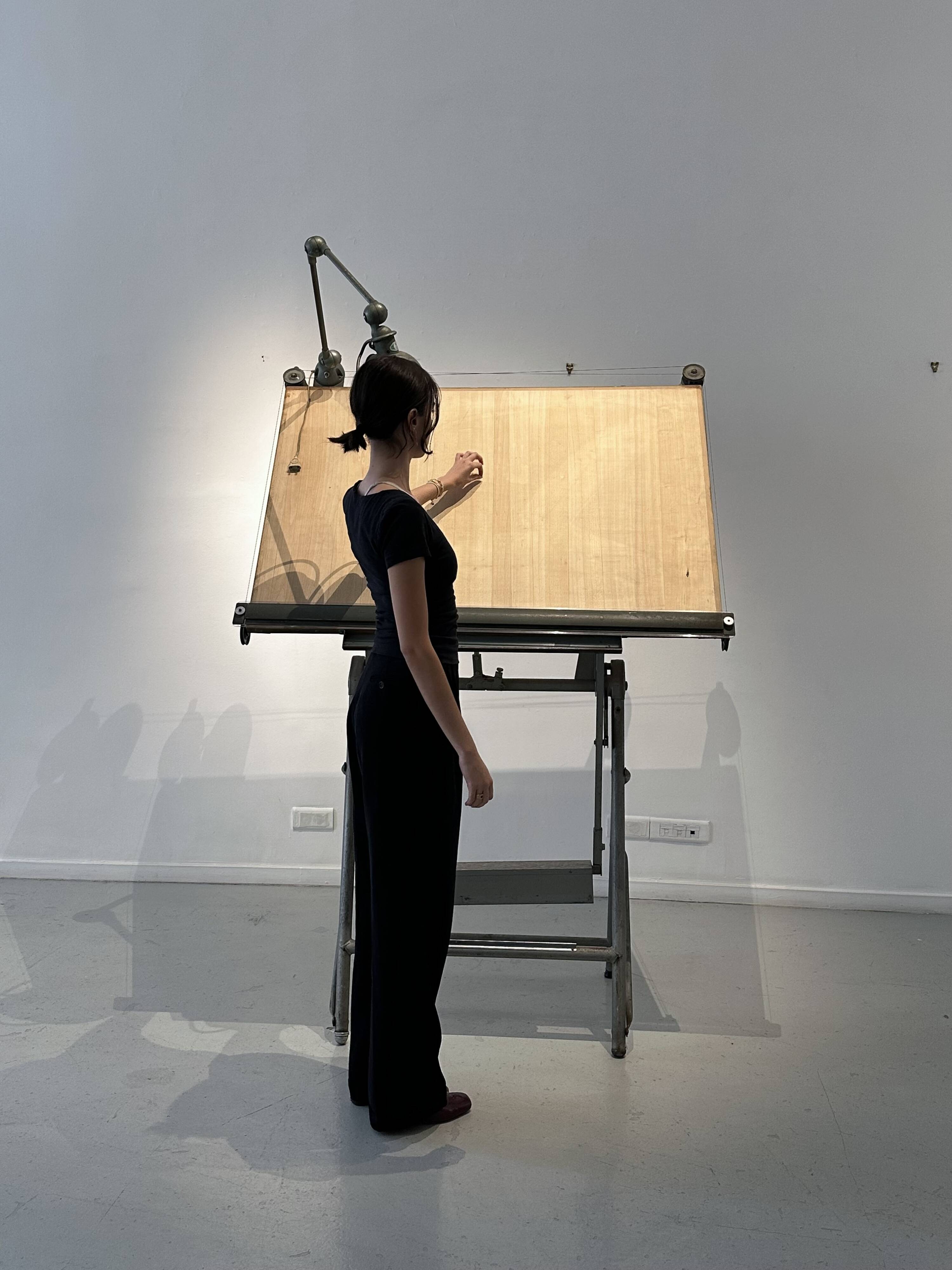 Architect's drawing table by Lucien Sautereau, 1940s – Jieldé lamp