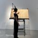 Architect's drawing table by Lucien Sautereau, 1940s – Jieldé lamp