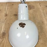 Industrial Grey Enamel Factory Pendant Lamp, 1960s