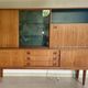Scandinavian highboard in blonde teak with integrated bar - 60s