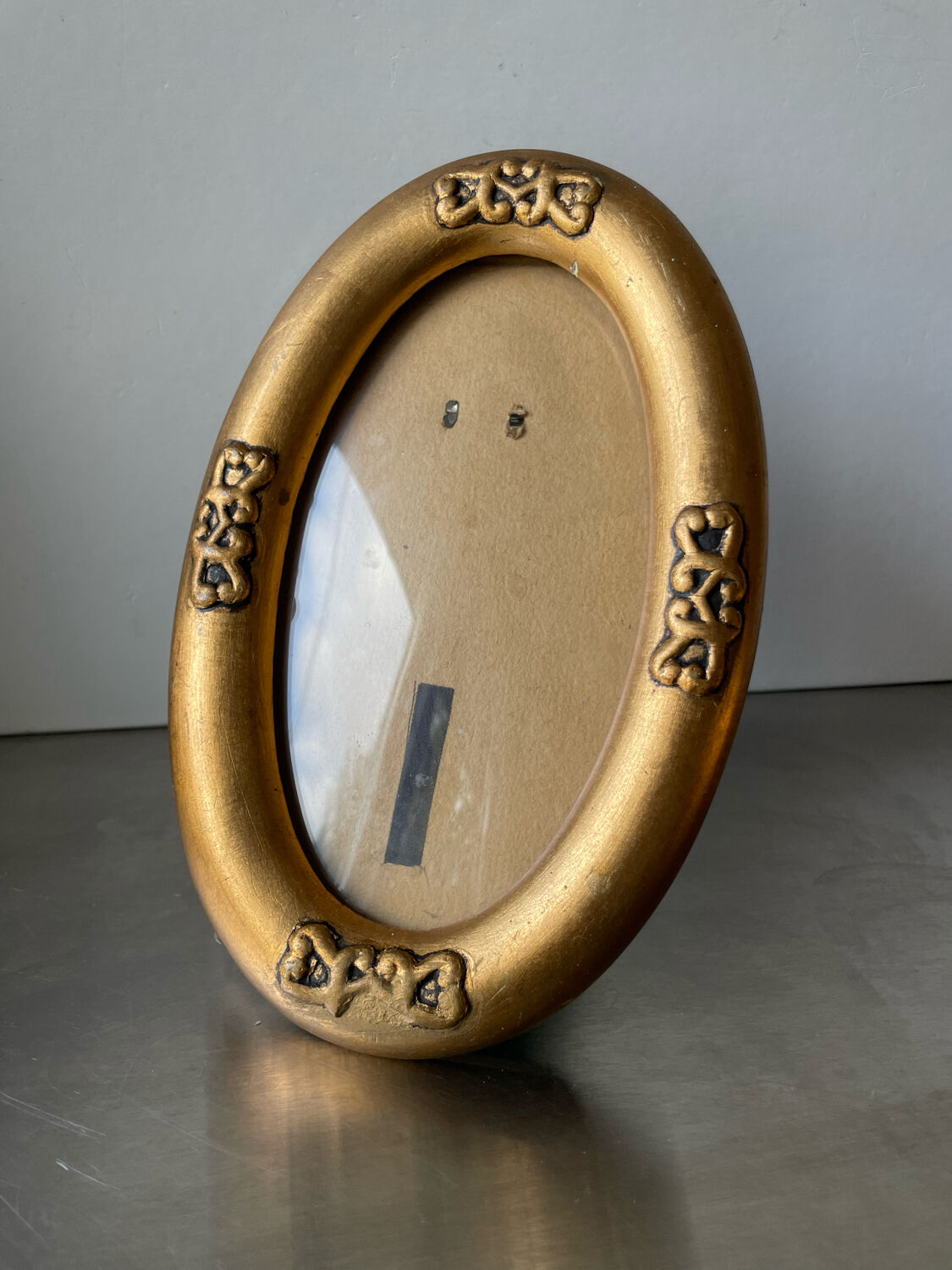 Antique art nouveau oval frame gilded wood