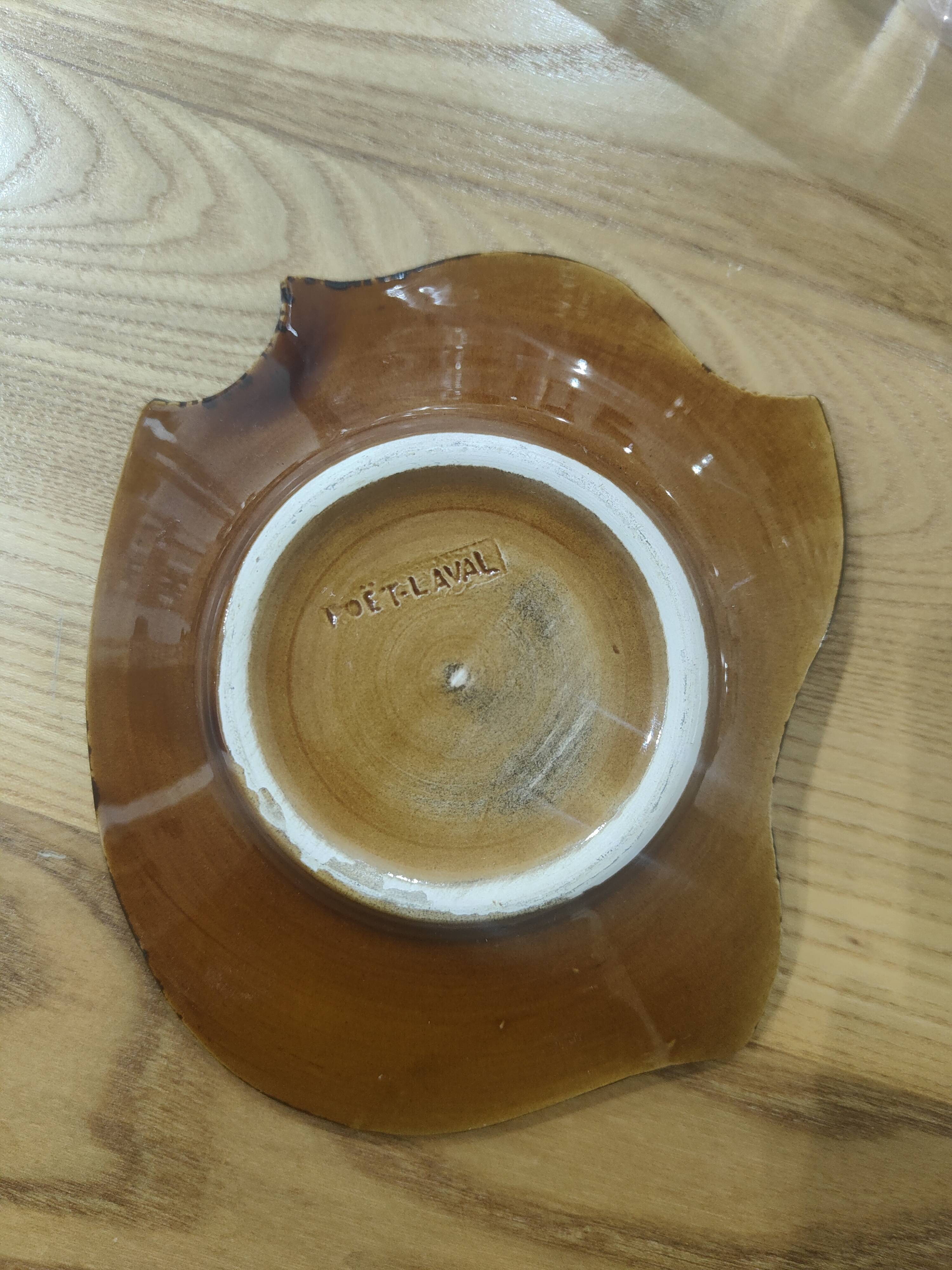 Ceramic butter dish with floral motif, signed Poët-Laval