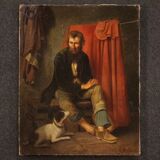 Antique Italian character painting from the 19th century