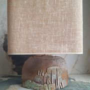 Vintage ceramic lamp signed, antique light fixture.