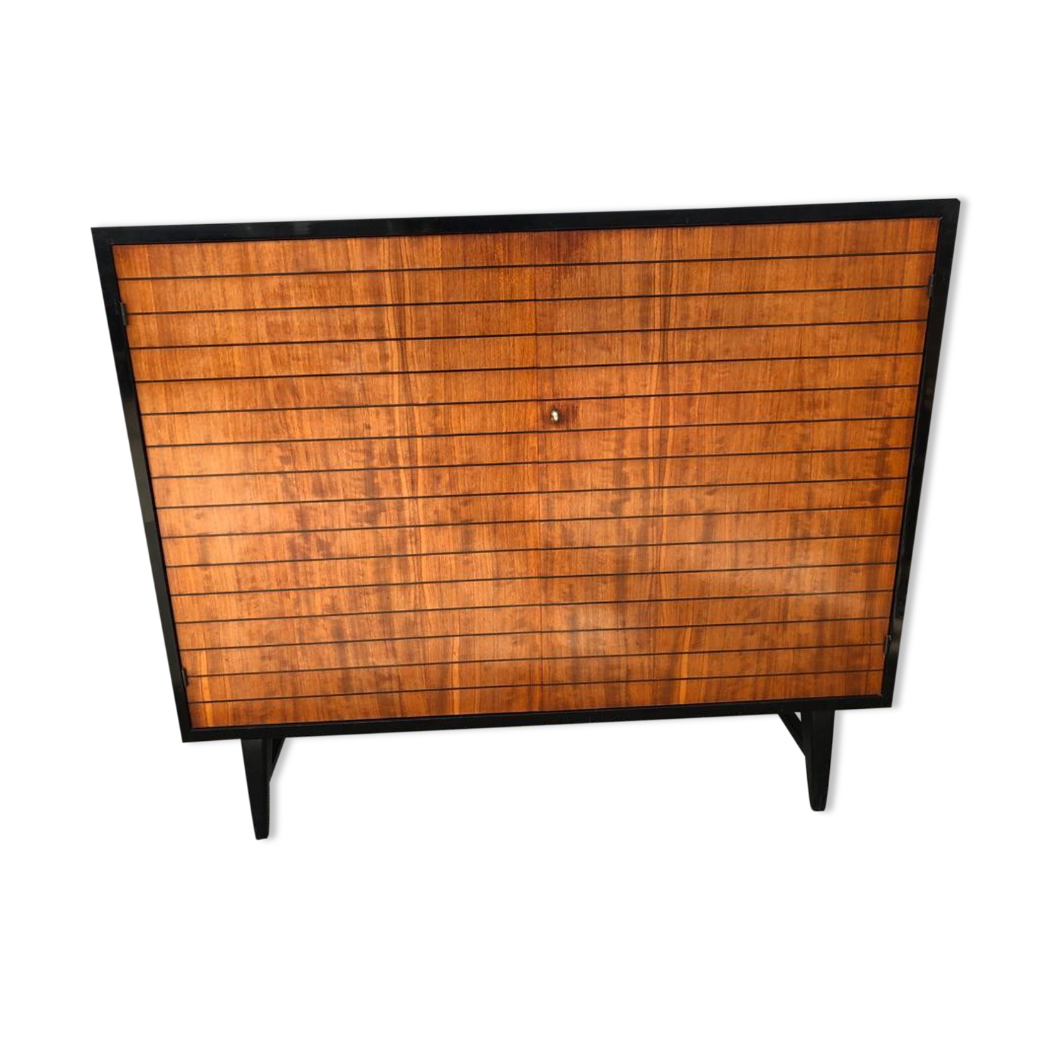 Vintage black lacquered buffet and wood Maurice Flachet