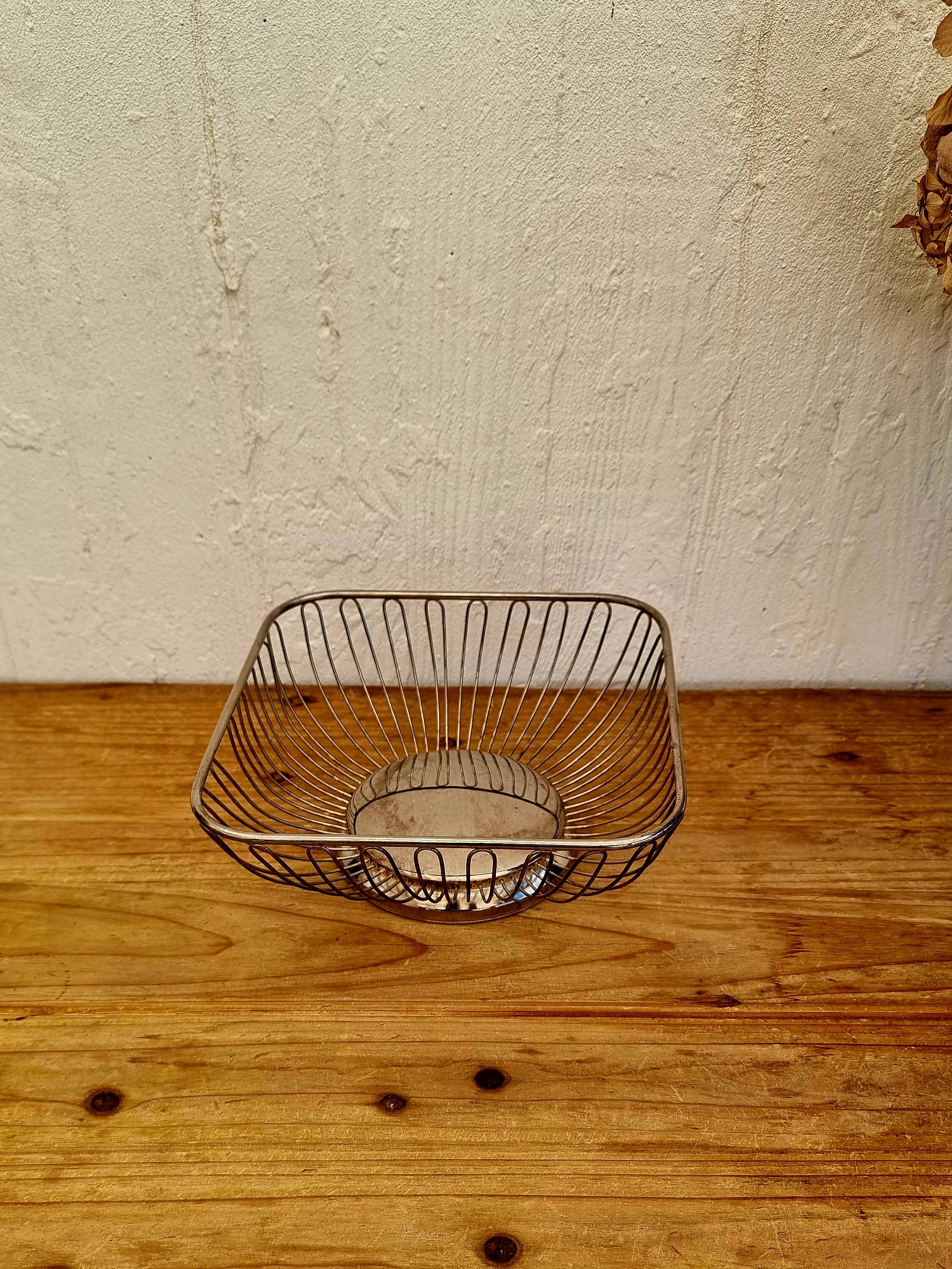 Vintage silver metal basket