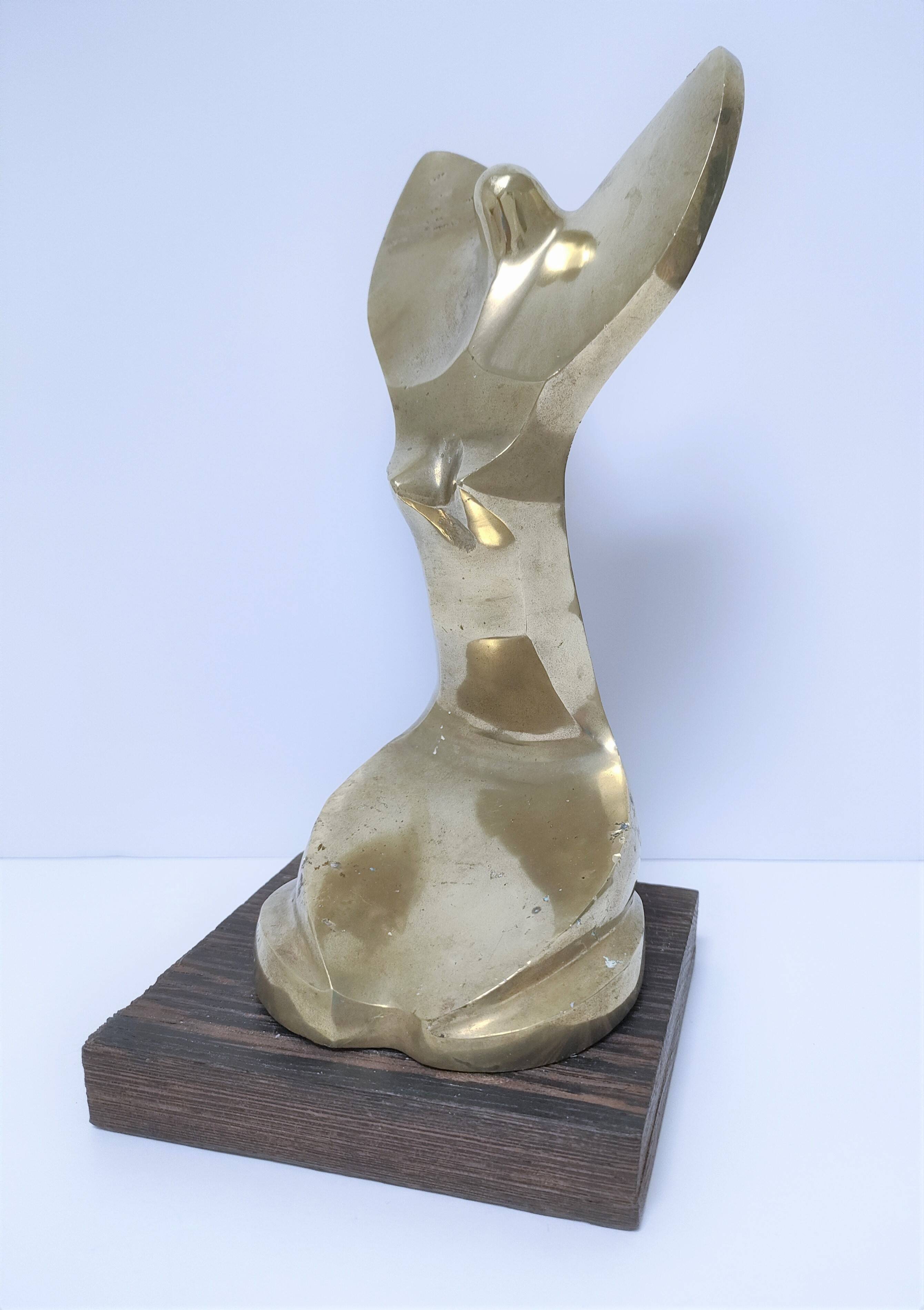 Gilded bronze and sculptural wood paperweight