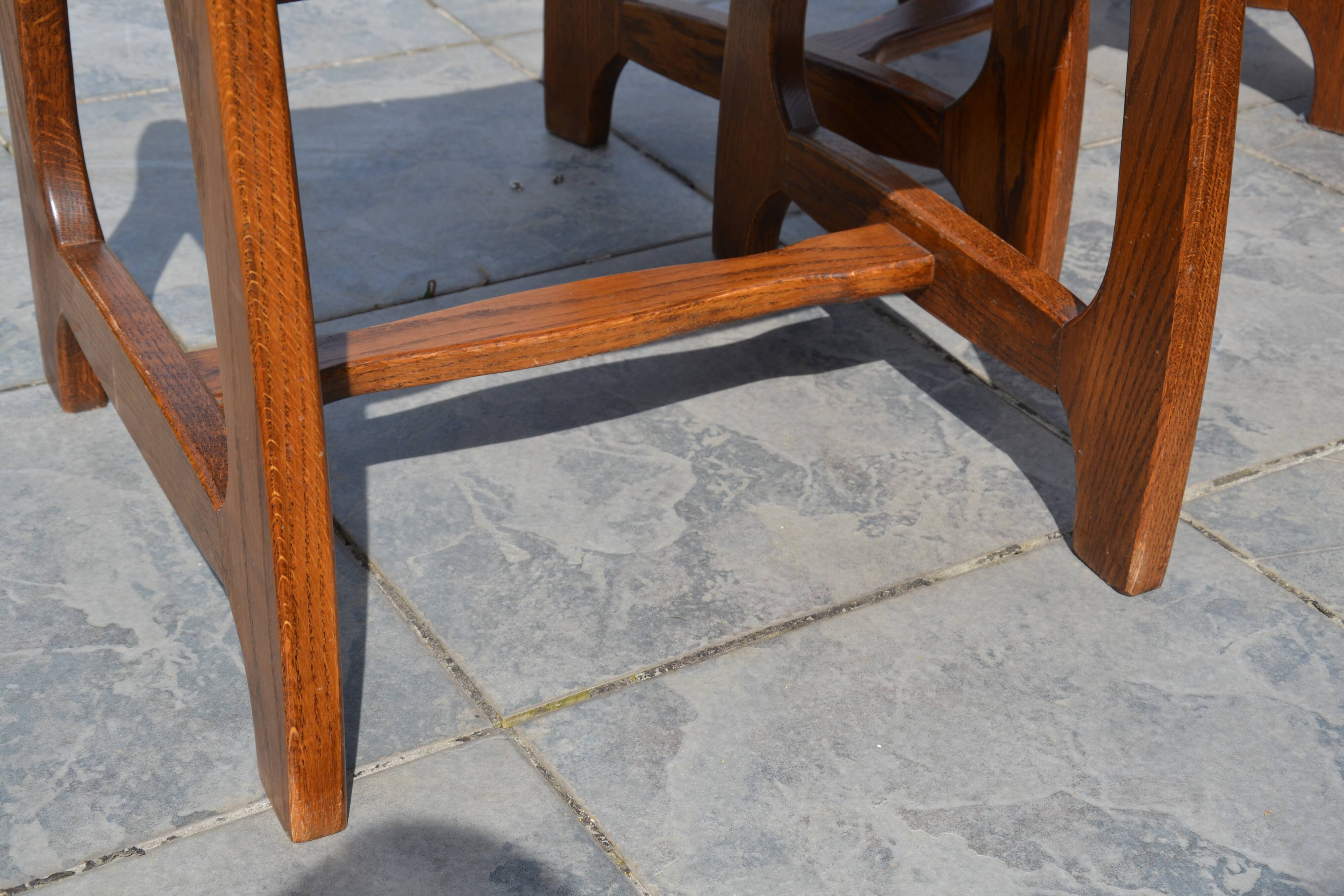 6 solid oak and straw chairs Guillerme et Chambron
