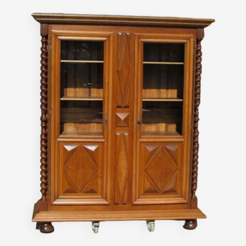 Walnut bookcase, solid walnut display case