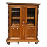 Walnut bookcase, solid walnut display case