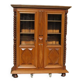 Walnut bookcase, solid walnut display case