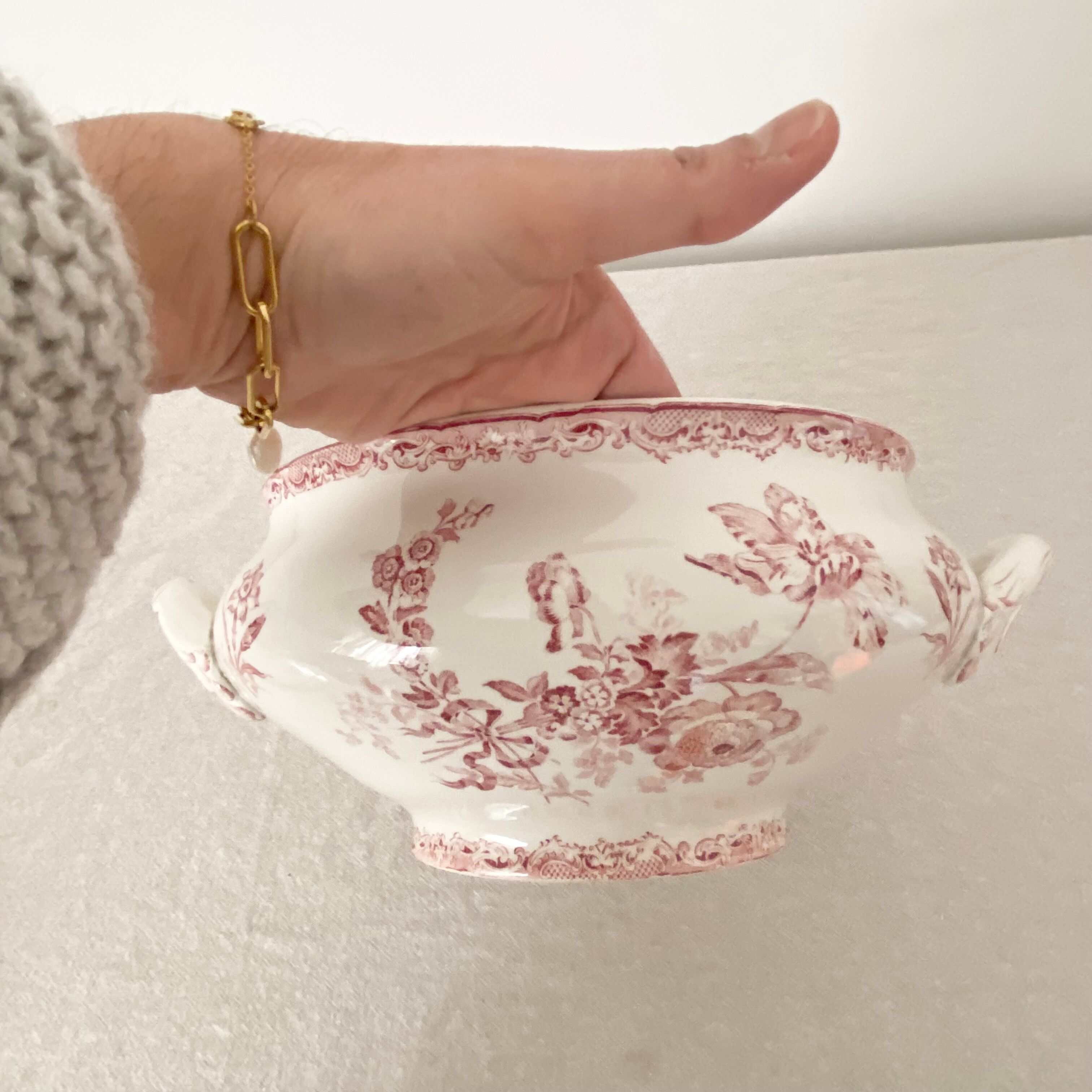 Old soup tureen sarreguemines (fontances) terre de fer