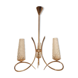 Chandelier suspension vintage tulips molded glass golden support