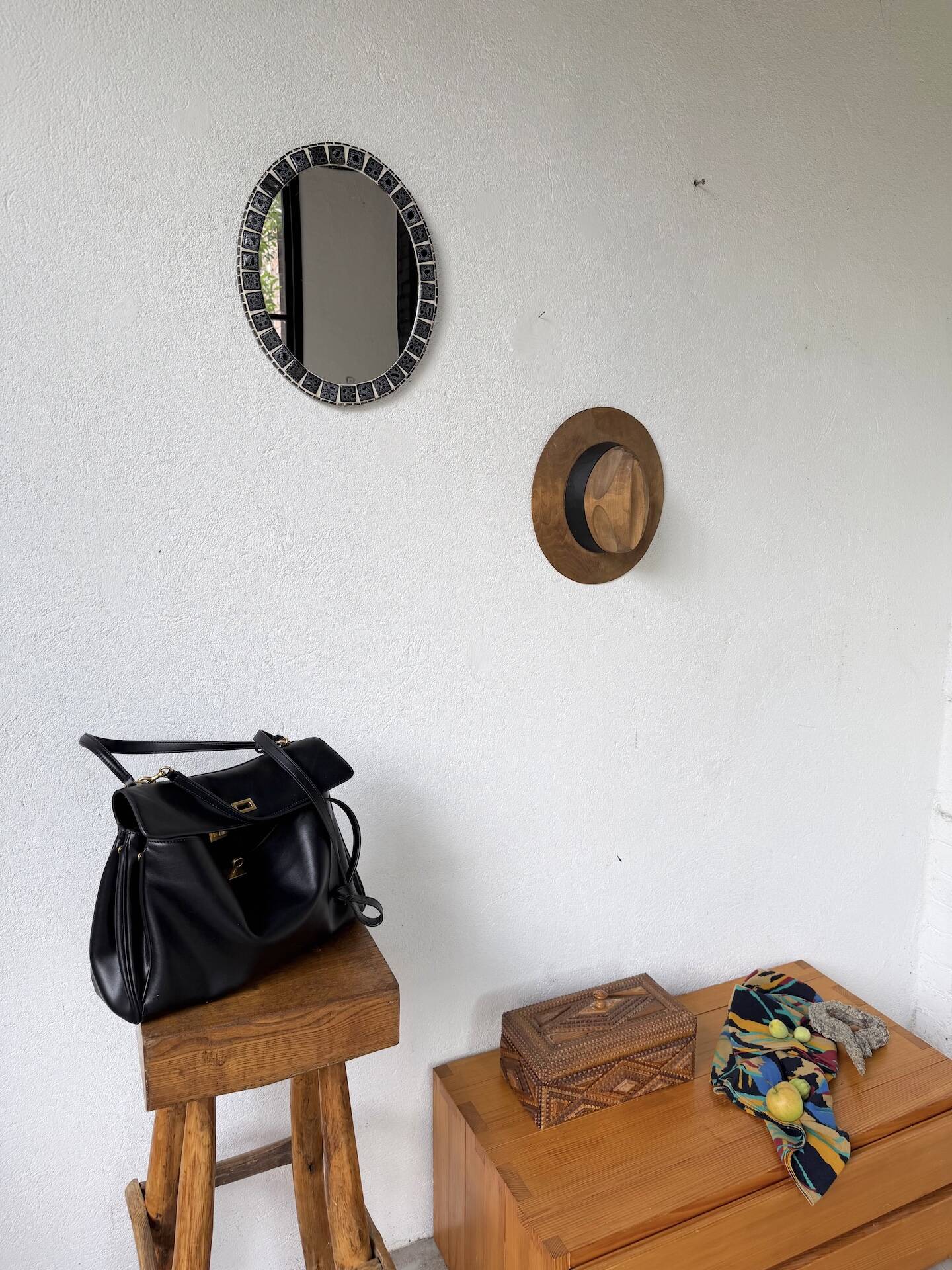 Oval ceramic mosaic mirror from the 50s/60s.