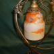 Art Deco lamp in glass paste and wrought iron leaves
