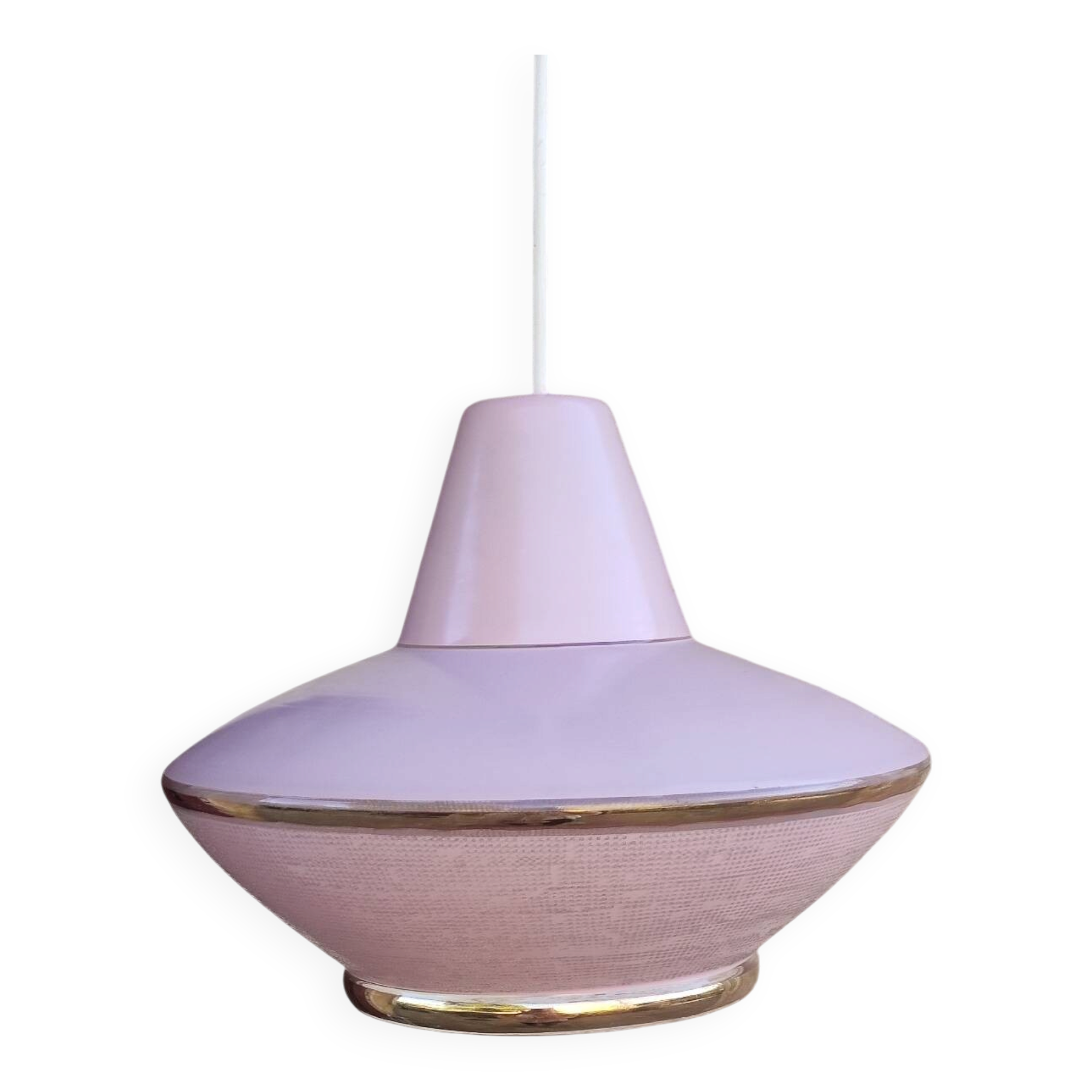 Vintage pink glass pendant light in Space Age style