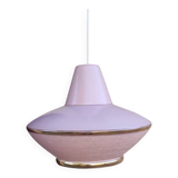 Vintage pink glass pendant light in Space Age style