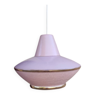Vintage pink glass pendant light in Space Age style