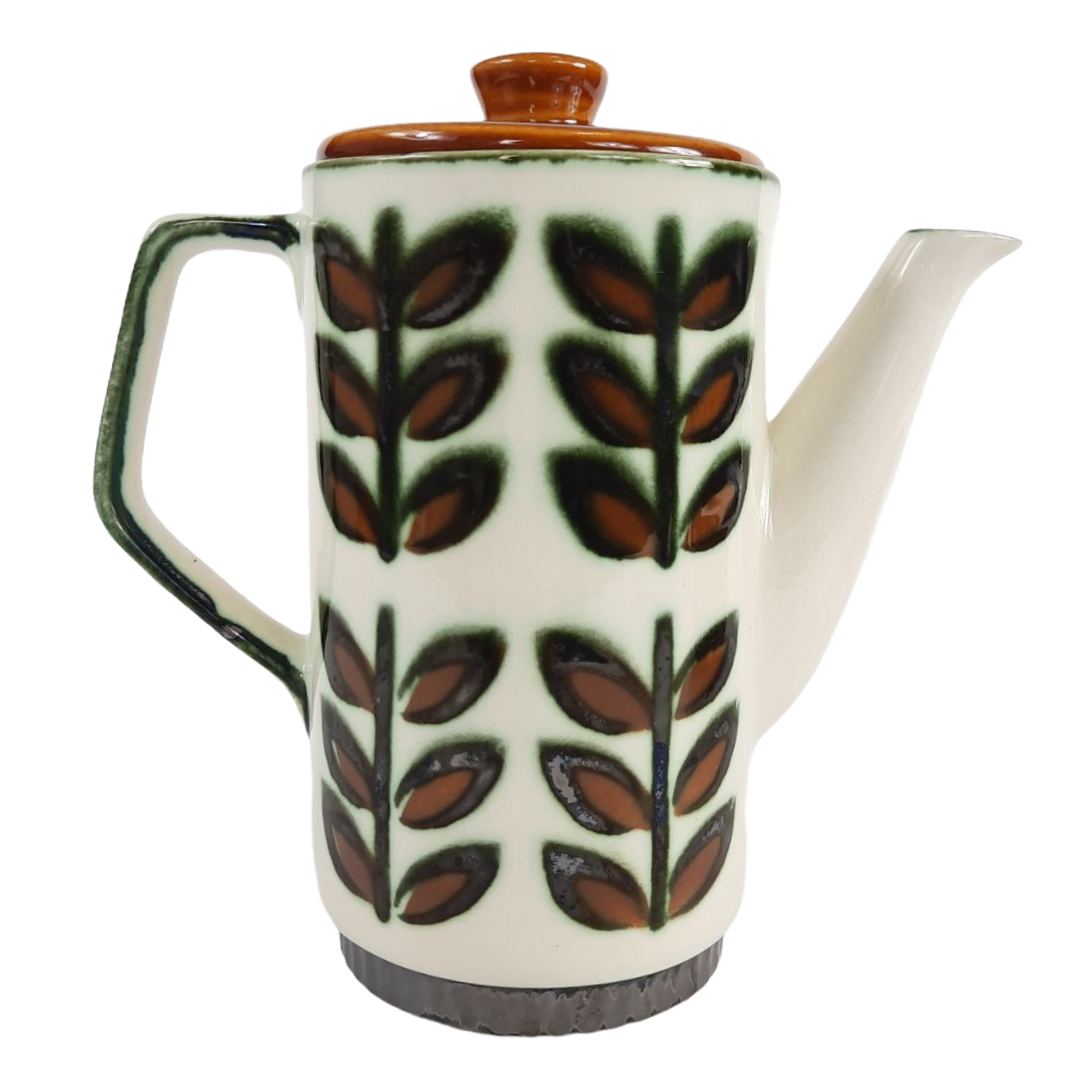 Tea service for Six vintage boch pattern brown, white and green