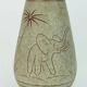 Early 1960s u-keramik mid century ceramic vase model no. 137/30 elephants and palmtrees decor