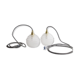 Pair of frosted glass hand lamps