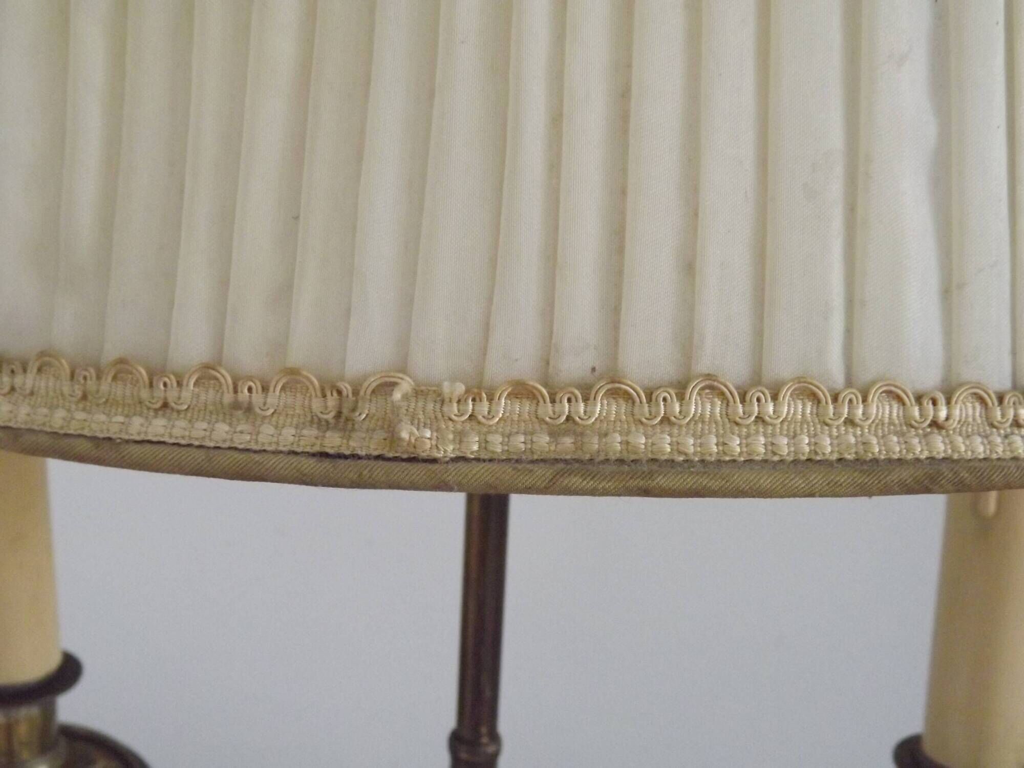 2 Light French Vintage Brass Boulotte Table Lamp With Cream Pleated Shade 5