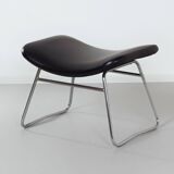 Vintage footstool by rudolf wolf & j.h. rohe for rohe noordwolde, 1960s | black skai