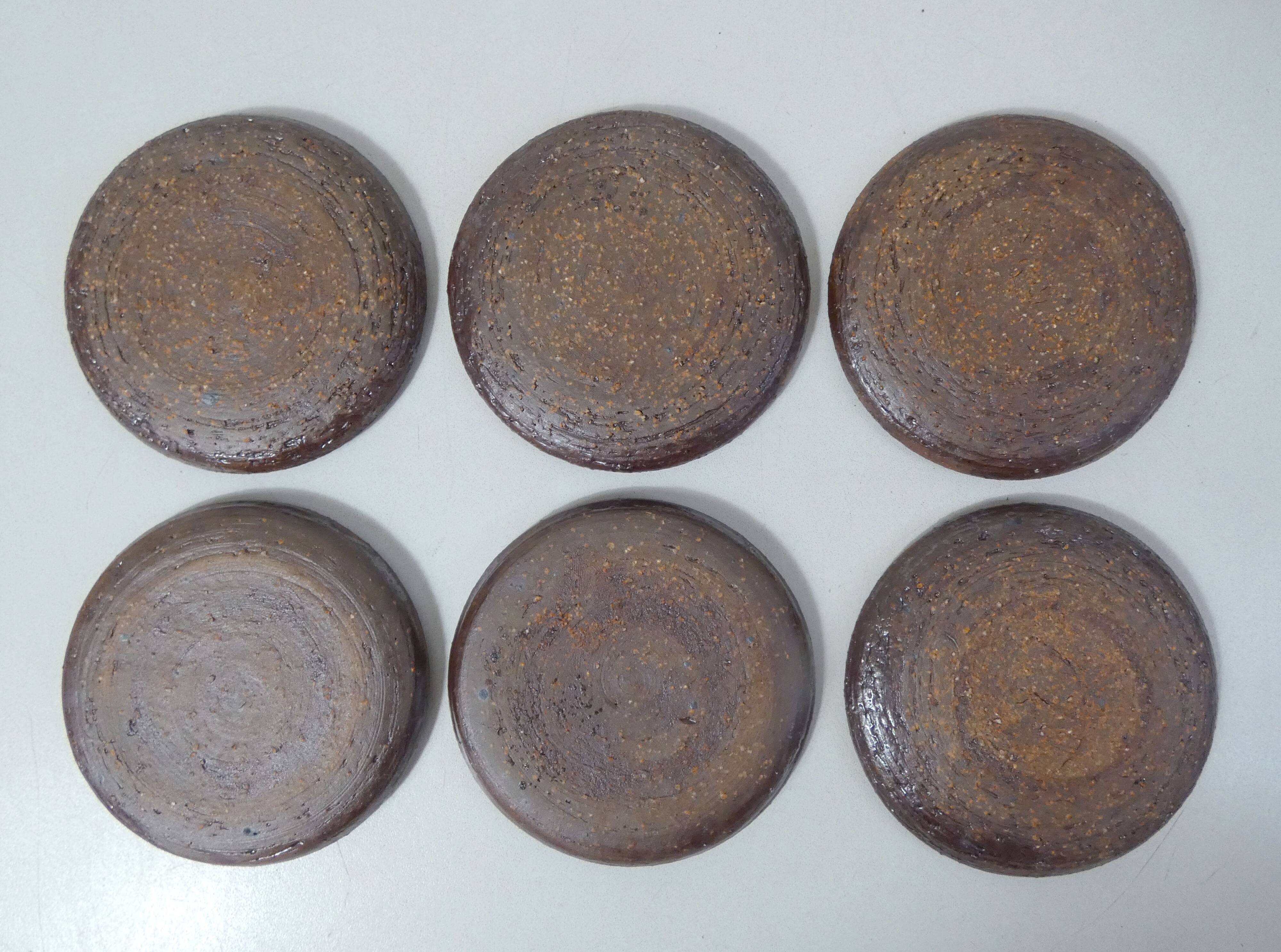 coffee service in iridescent stoneware cups and vintage sugar bowl